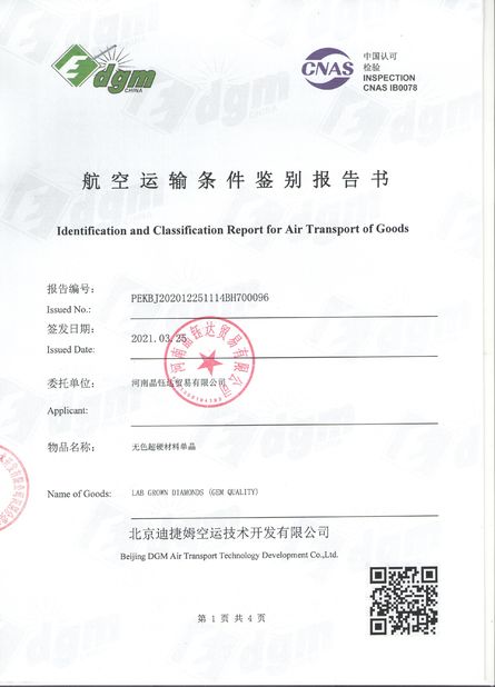 China Henan Yuda Crystal Co.,Ltd Certification